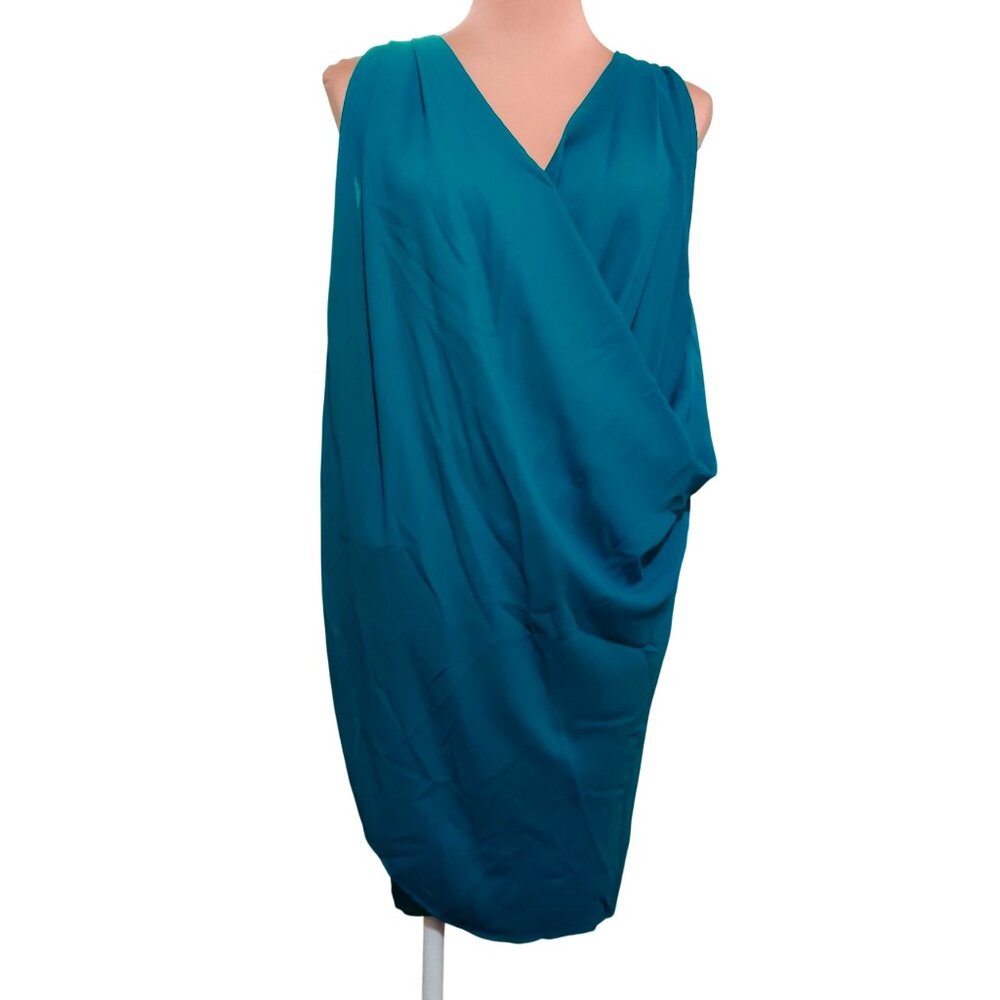 James Lacroix Womens Dress Drape Sleeveless Drape USA Made Teal Green size S